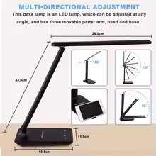 10W Phone QI Wireless Charging LED Desk Lamp With Calendar Temperature Alarm Clock Eye Protect Study Light Reading Table Lamp